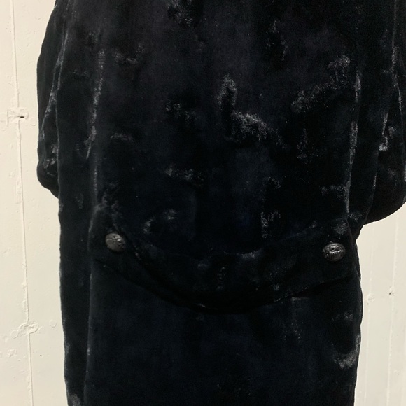 Black Faux Mink Vintage Stroller, Fabric made in West Germany, Penn Craft - Picture 4 of 6